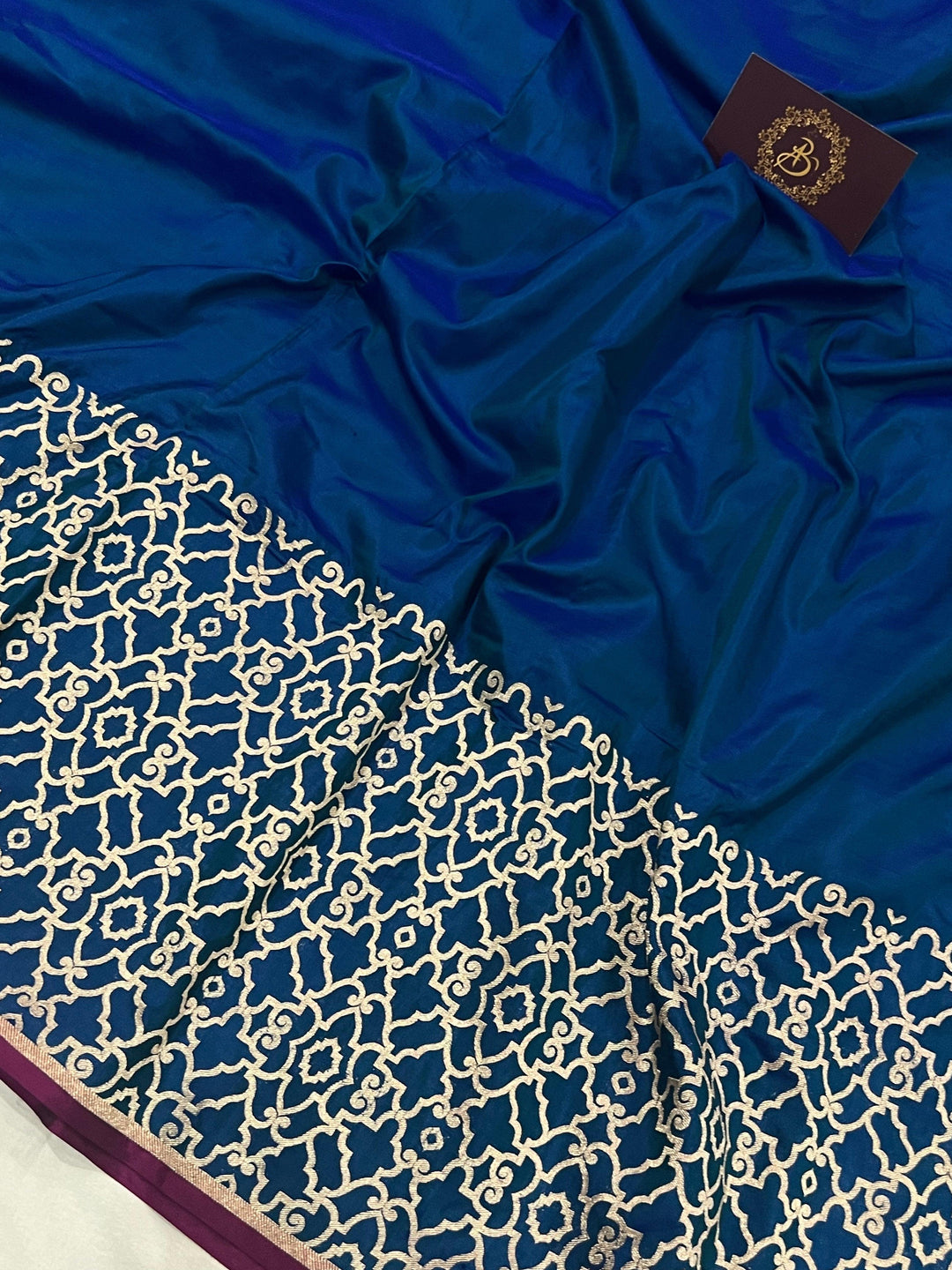 Rama Blue Pure Banarasi Handloom Katan Silk Saree - Aura Benaras