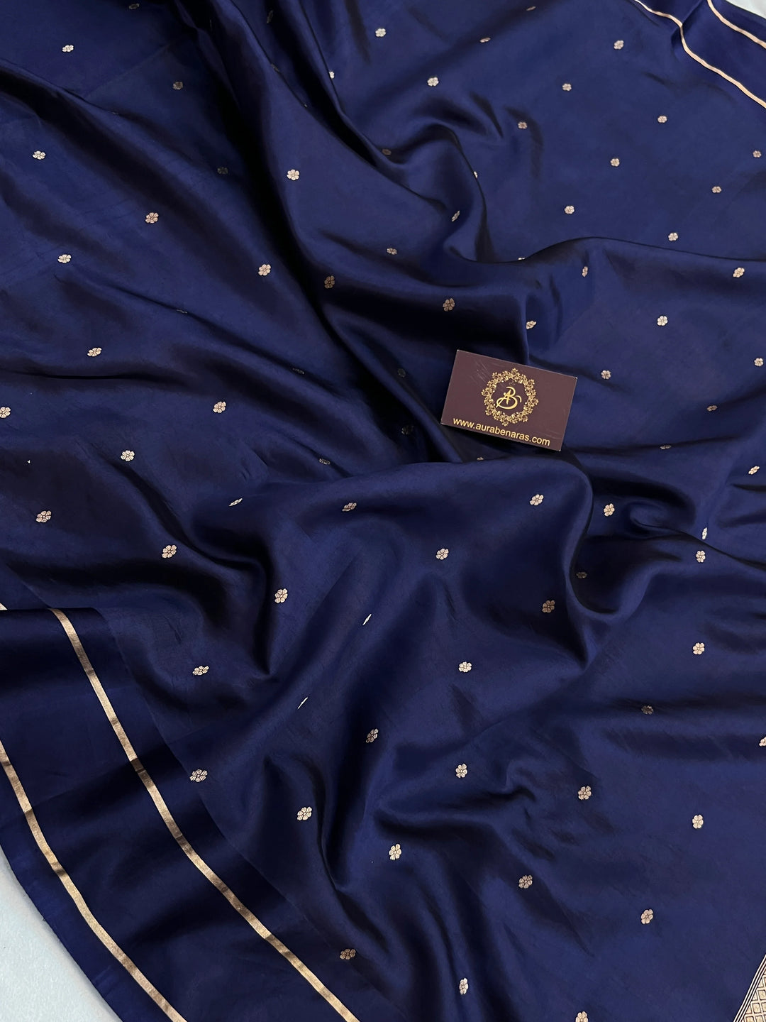 Navy Pure Banarasi Handloom Silk Saree