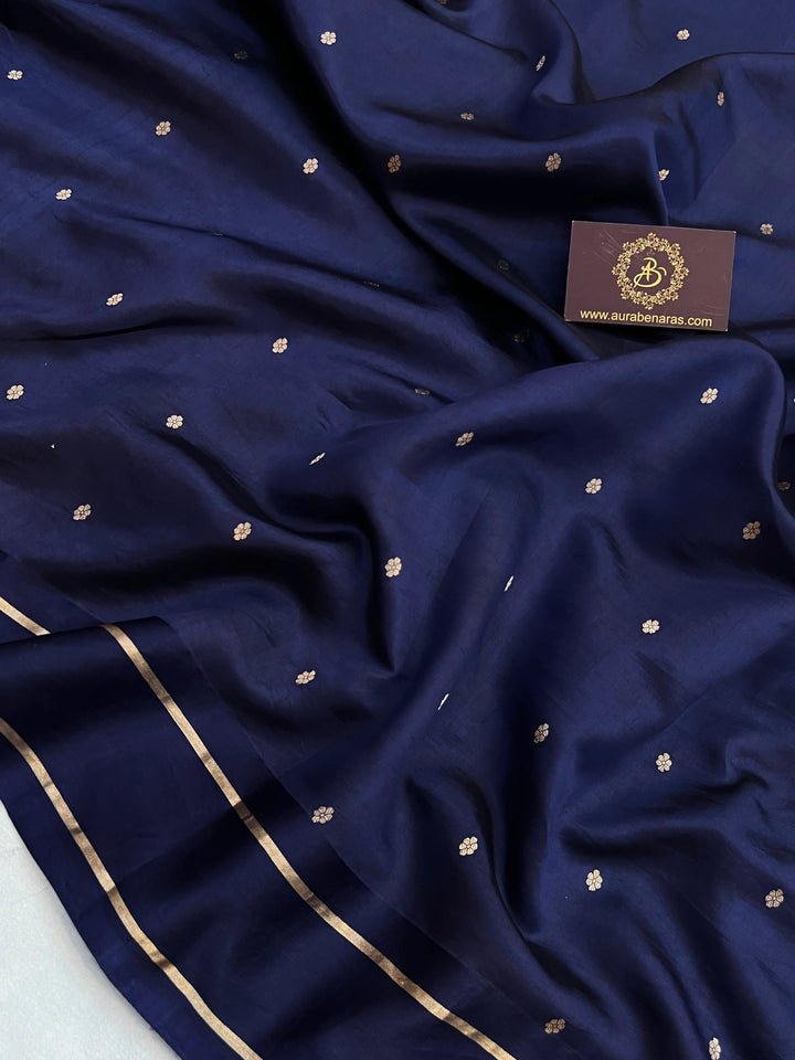 Navy Pure Banarasi Handloom Silk Saree