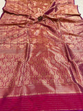 Magenta Banarasi Handloom Katan Silk Saree - Aura Benaras