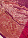 Magenta Banarasi Handloom Katan Silk Saree - Aura Benaras