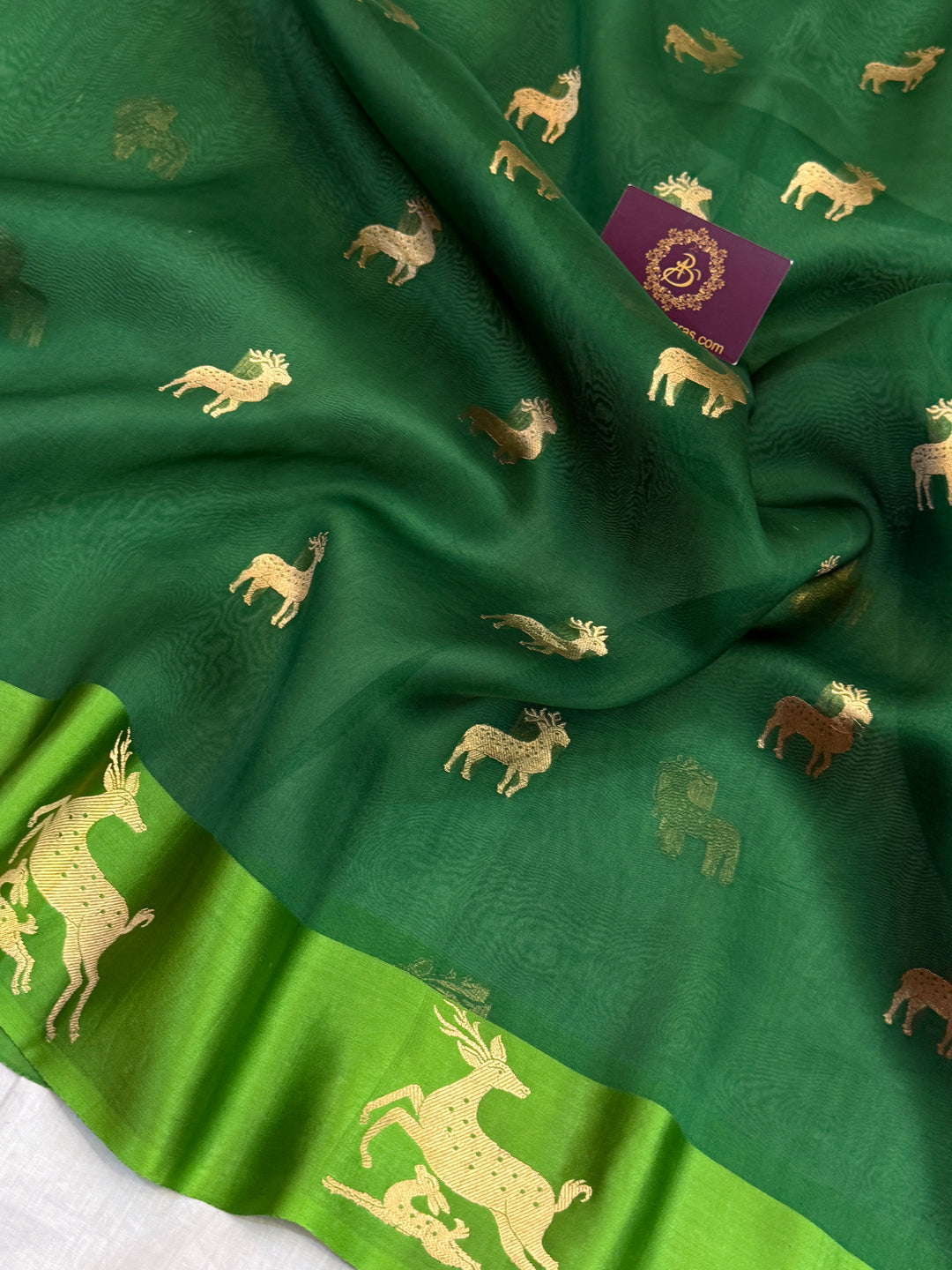 Green Pure Kora Silk Handloom Banarasi Saree