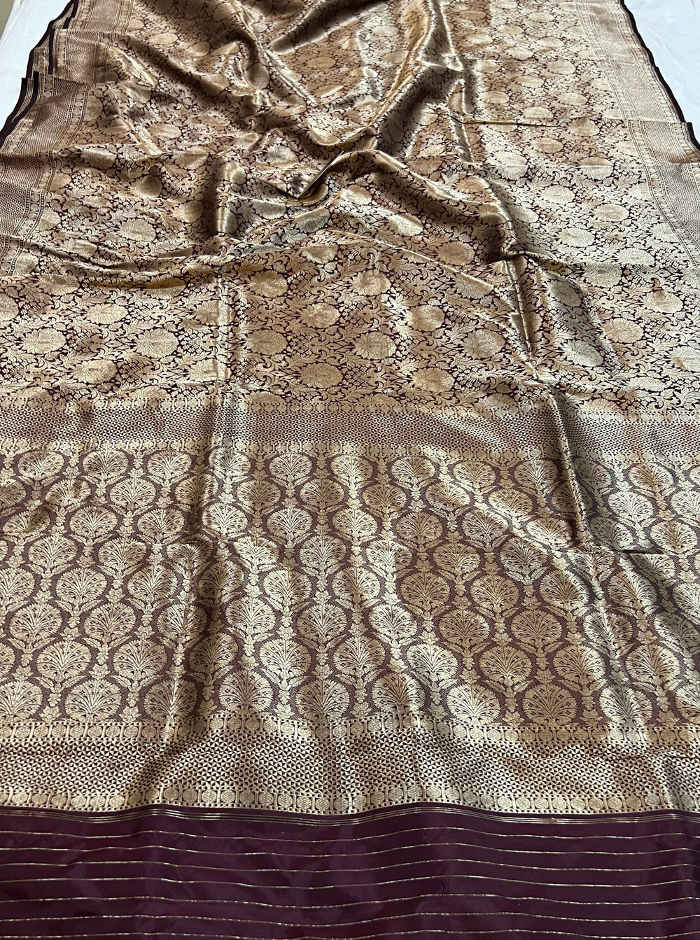 Brown Banarasi Handloom Katan Silk Saree - Aura Benaras