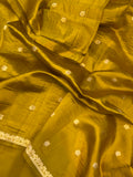 Olive Green Pure Banarasi Handloom Silk Saree - Aura Benaras