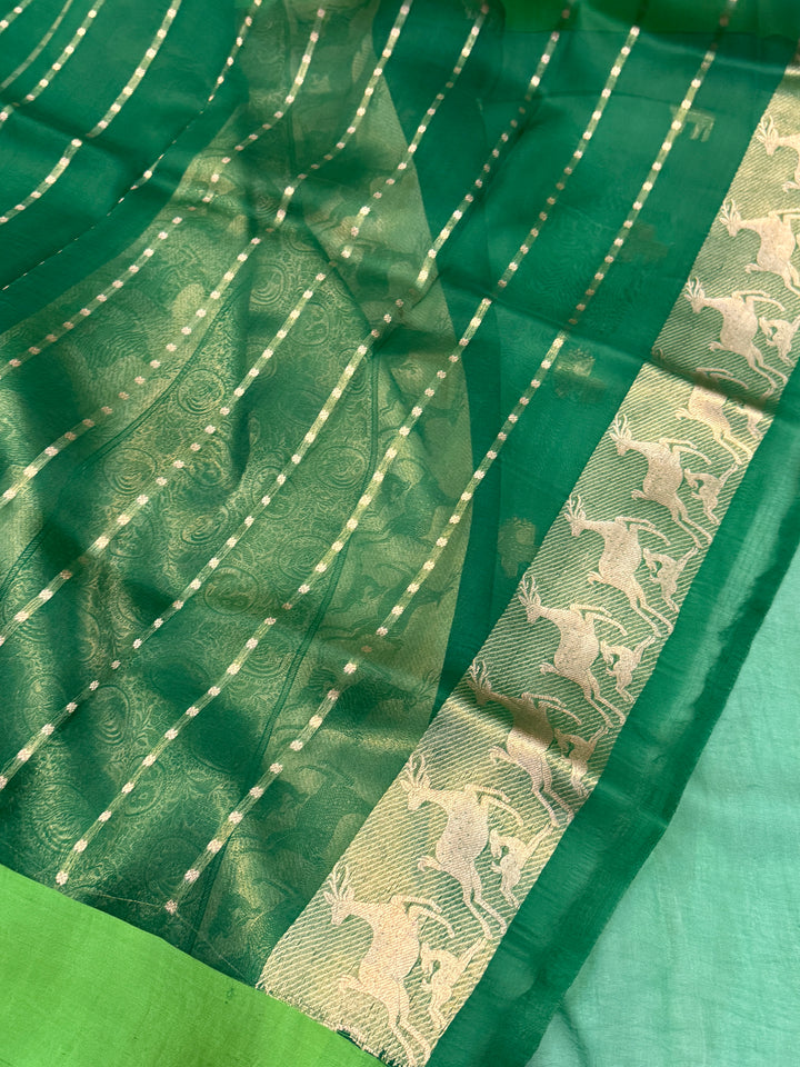 Green Pure Kora Silk Handloom Banarasi Saree