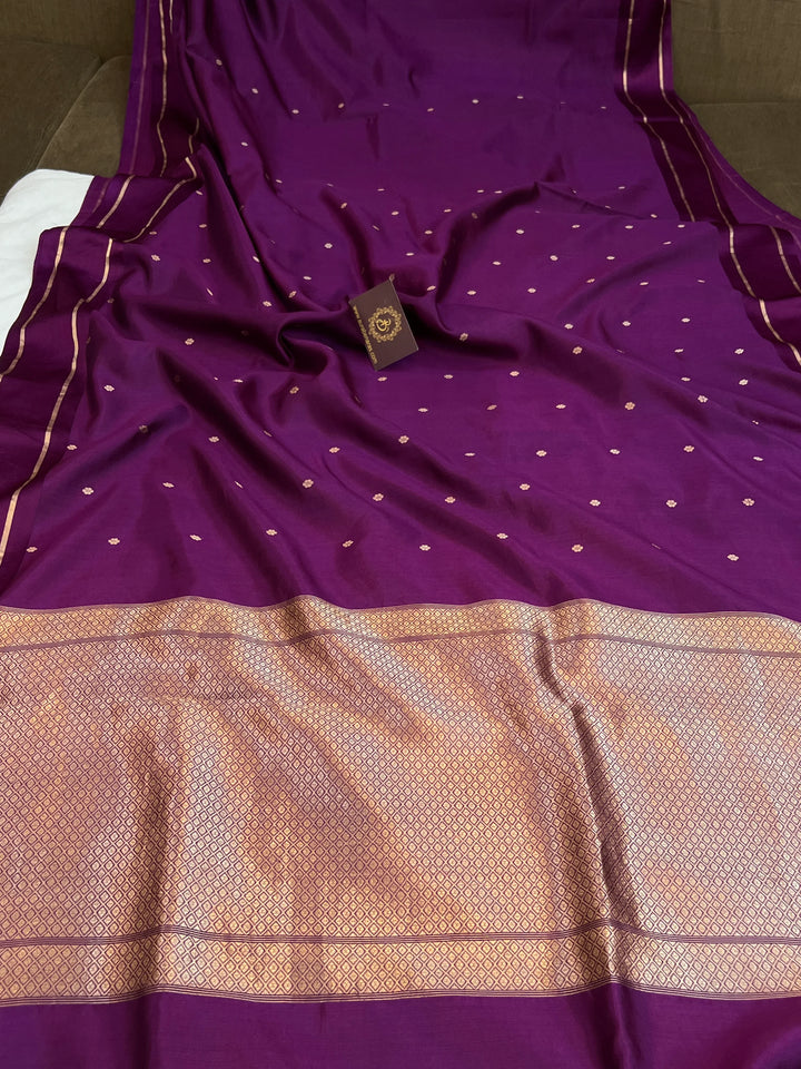 Wine Pure Banarasi Handloom Silk Saree