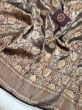 Brown Banarasi Handloom Katan Silk Saree - Aura Benaras