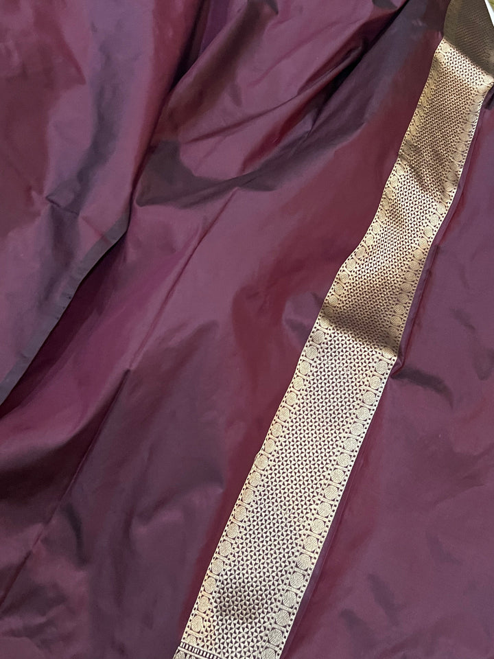 Brown Banarasi Handloom Katan Silk Saree - Aura Benaras