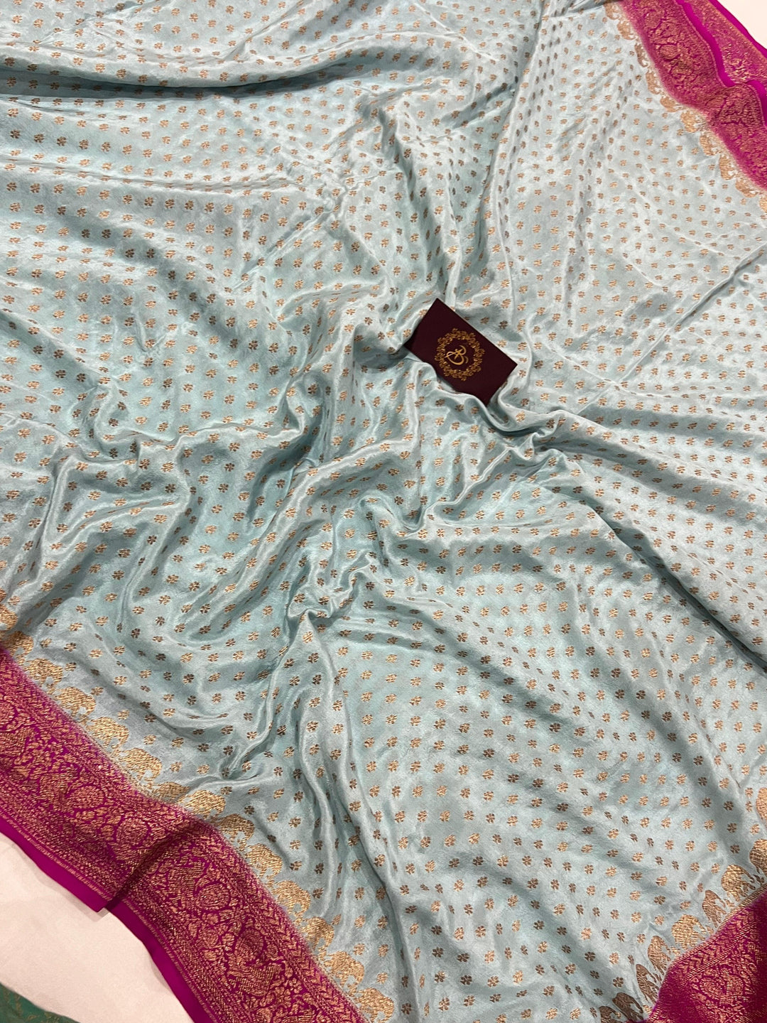 Pastel Grey Pure Banarasi Khaddi Crepe Silk Saree - Aura Benaras