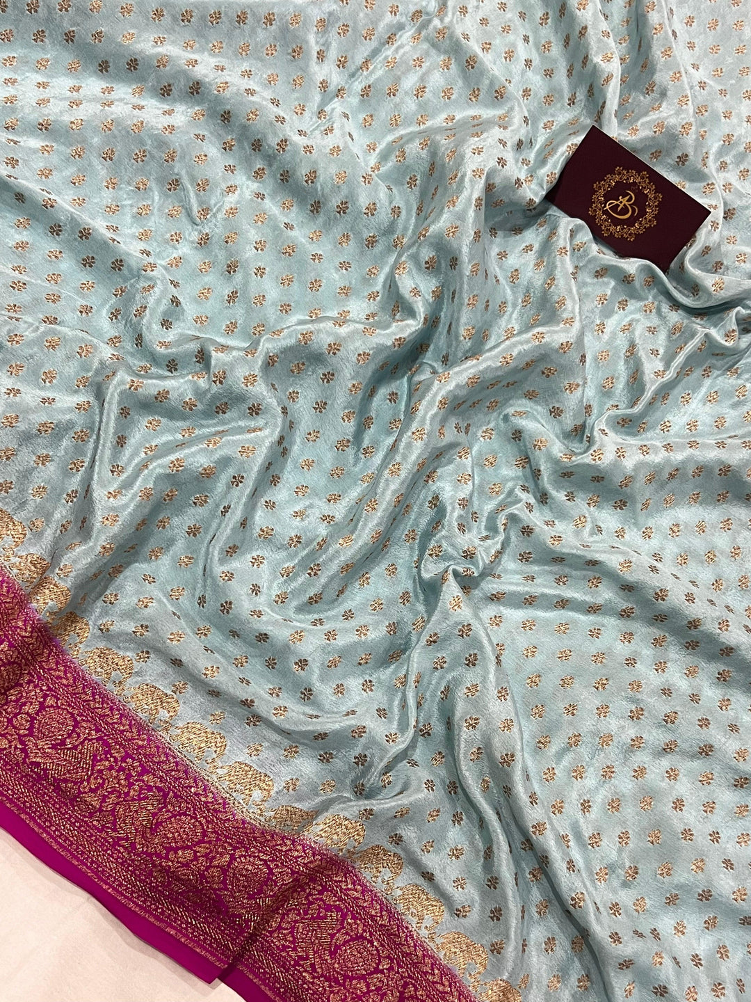 Pastel Grey Pure Banarasi Khaddi Crepe Silk Saree - Aura Benaras