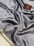 Light Grey Pure Banarasi Handloom Silk Saree - Aura Benaras