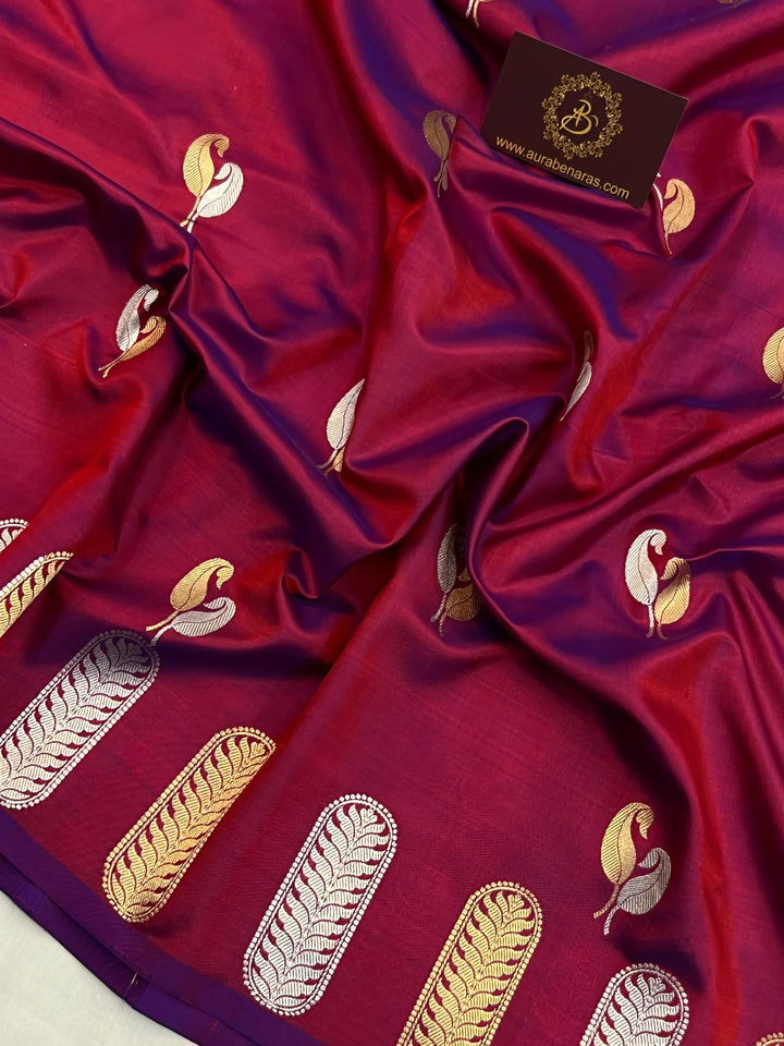 Hibiscus Pure Katan Silk Handloom Banarasi Saree