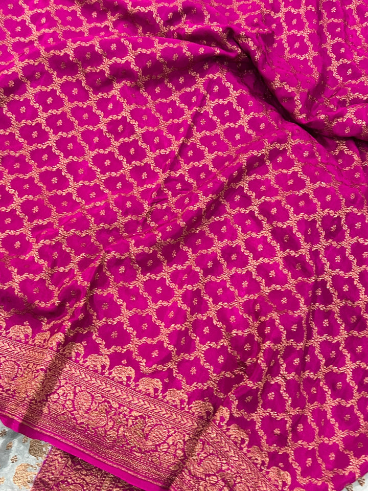 Pastel Grey Pure Banarasi Khaddi Crepe Silk Saree - Aura Benaras