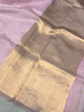 Baby Pink Pure Banarasi Handloom Silk Saree - Aura Benaras