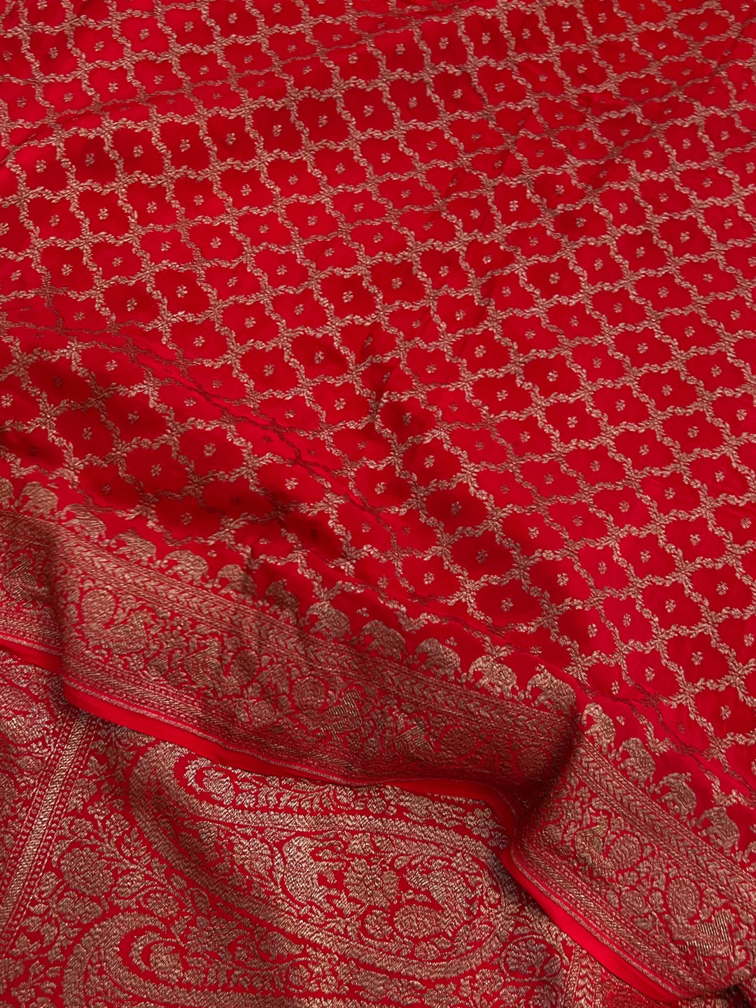 Cream Pure Banarasi Khaddi Crepe Silk Saree