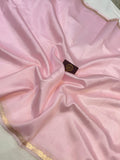 Baby Pink Pure Banarasi Handloom Silk Saree - Aura Benaras