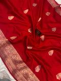 Red Pure Banarasi Handloom Silk Saree - Aura Benaras