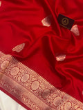 Red Pure Banarasi Handloom Silk Saree - Aura Benaras