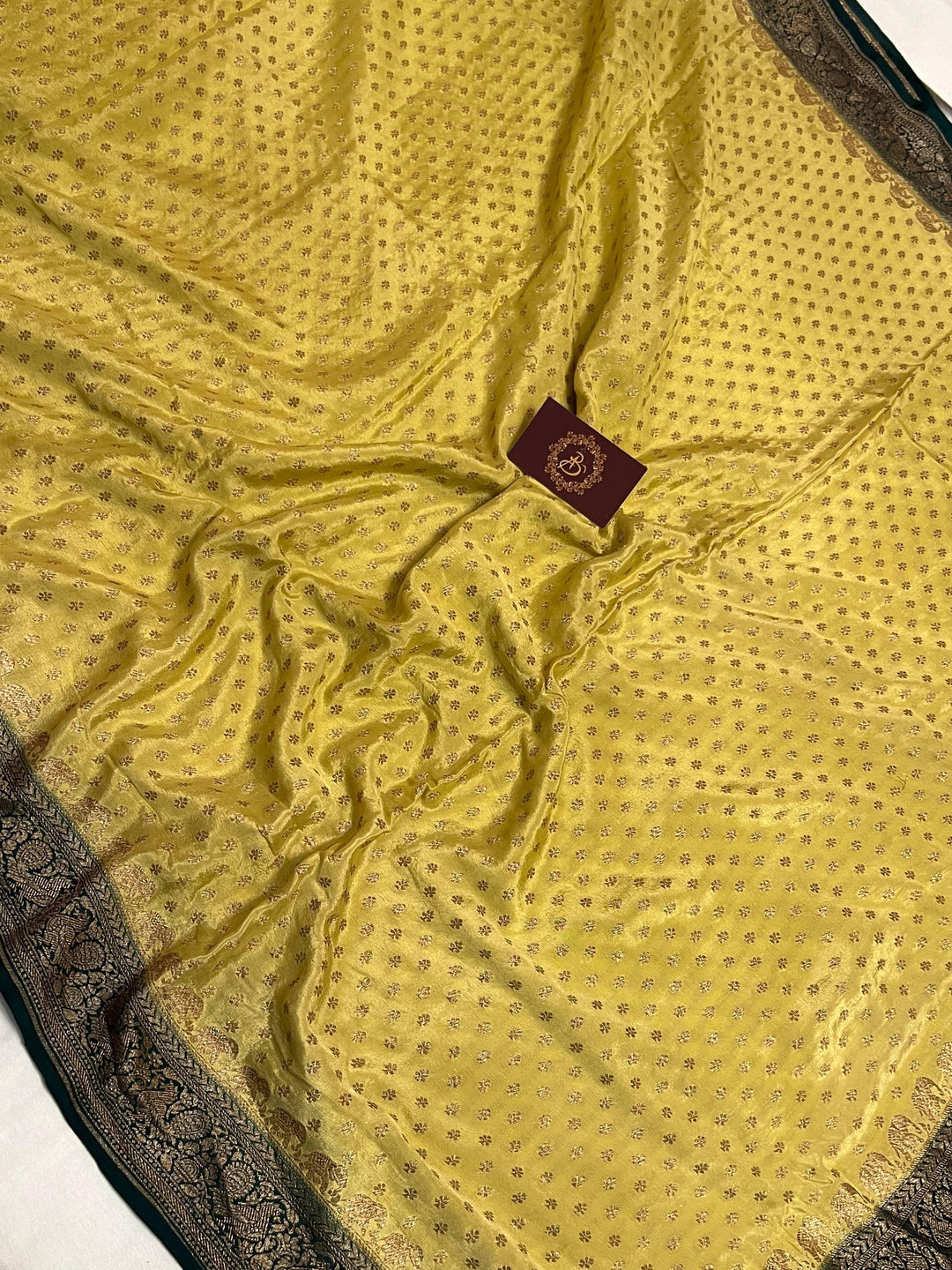 Suphur Spring Pure Banarasi Khaddi Crepe Silk Saree - Aura Benaras