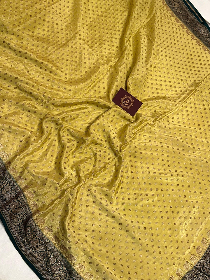 Suphur Spring Pure Banarasi Khaddi Crepe Silk Saree - Aura Benaras