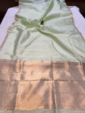 Pista Green Pure Banarasi Handloom Silk Saree - Aura Benaras