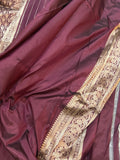 Deep Maroon Banarasi Handloom Katan Silk Saree - Aura Benaras
