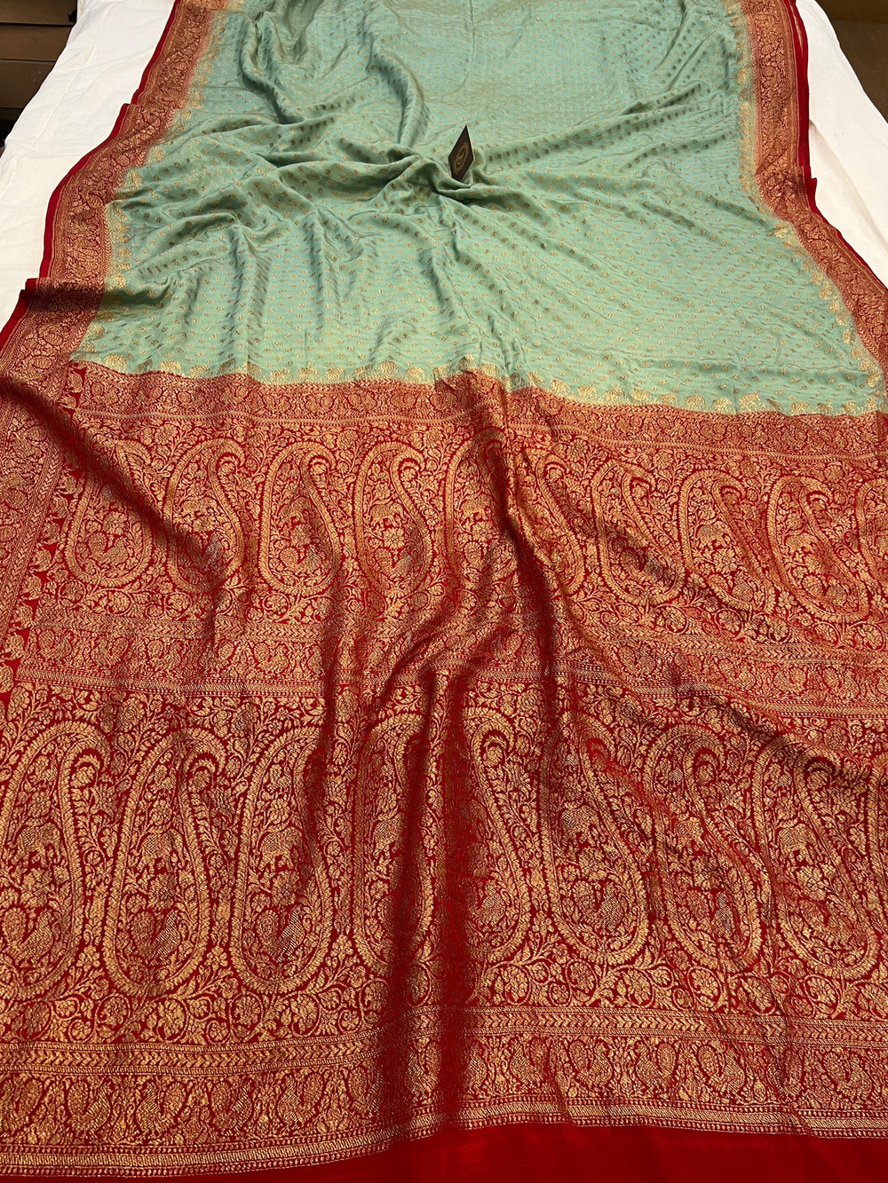 Pastel Grey Pure Banarasi Khaddi Crepe Silk Saree - Aura Benaras