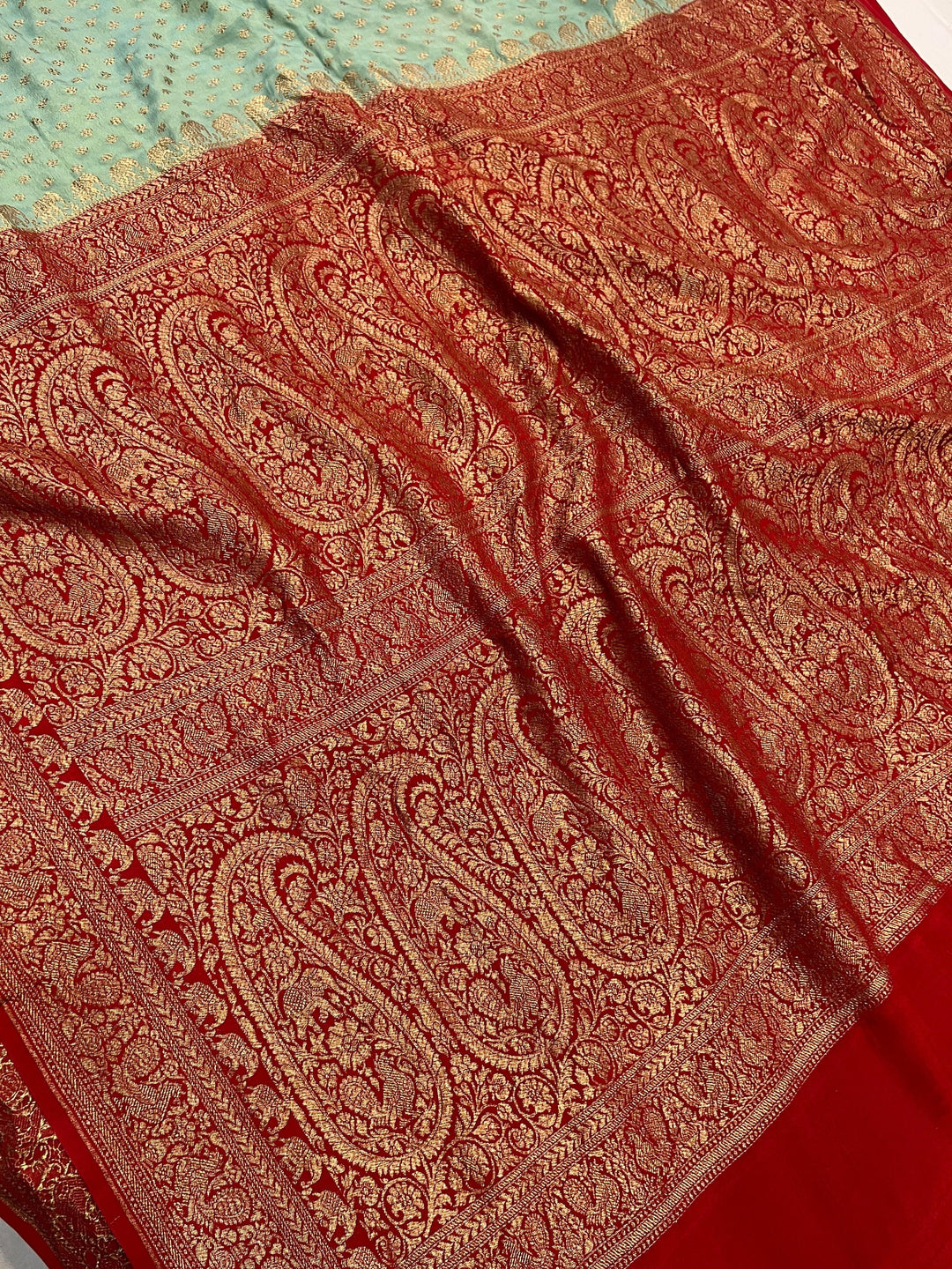 Pastel Grey Pure Banarasi Khaddi Crepe Silk Saree - Aura Benaras