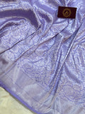 Lavender Banarasi Handloom Katan Silk Saree - Aura Benaras