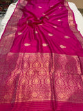 Rani Pink Pure Banarasi Handloom Silk Saree - Aura Benaras