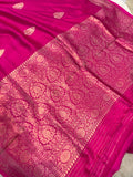 Rani Pink Pure Banarasi Handloom Silk Saree - Aura Benaras