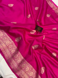 Rani Pink Pure Banarasi Handloom Silk Saree - Aura Benaras