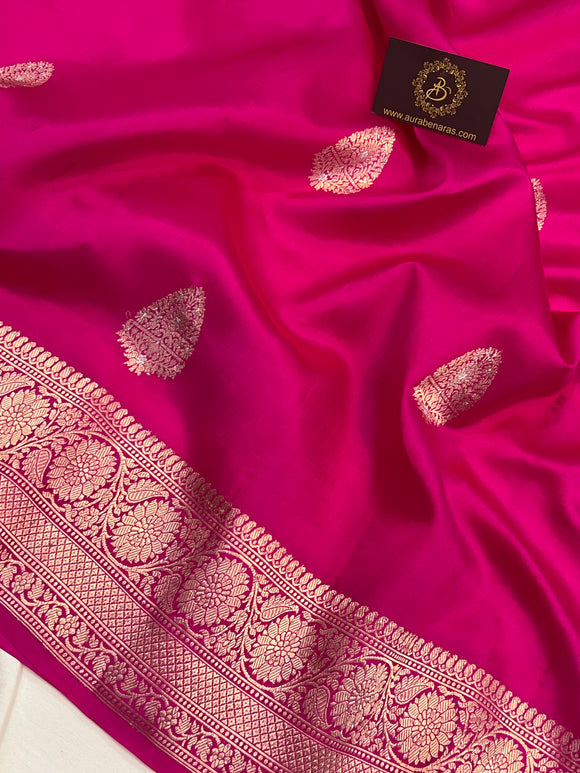 Rani Pink Pure Banarasi Handloom Silk Saree - Aura Benaras