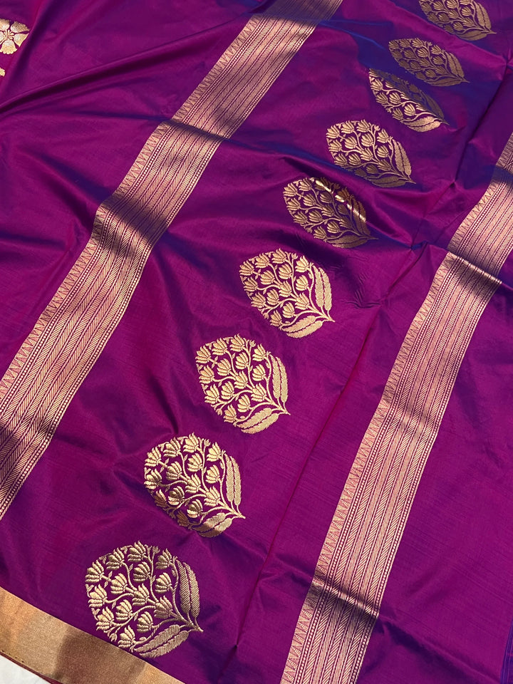 Purple Pure Katan Silk Handloom Banarasi Saree