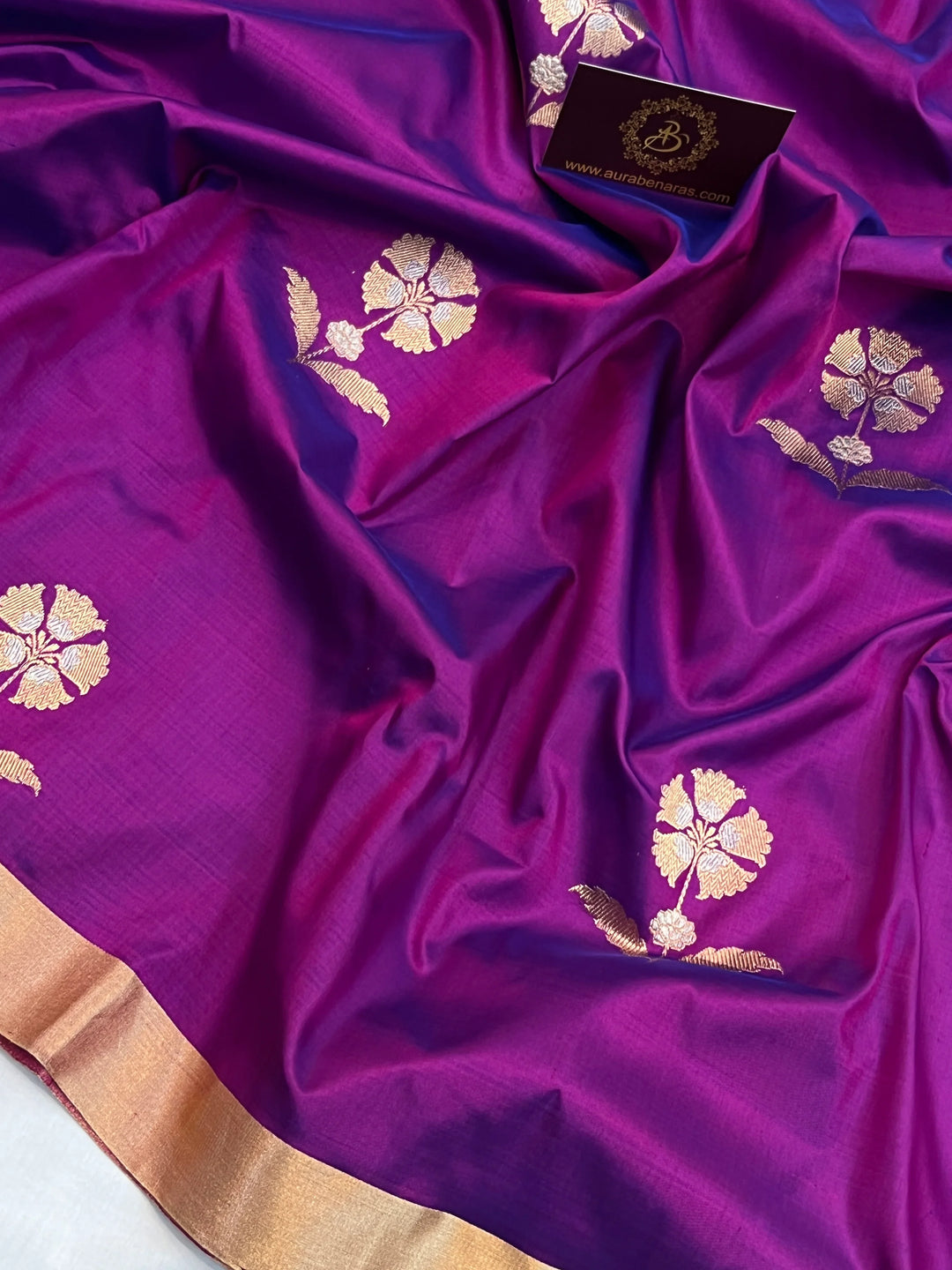 Purple Pure Katan Silk Handloom Banarasi Saree