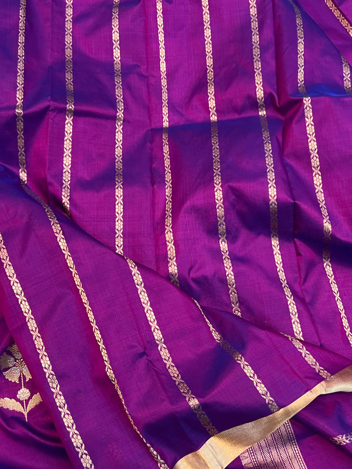 Purple Pure Katan Silk Handloom Banarasi Saree