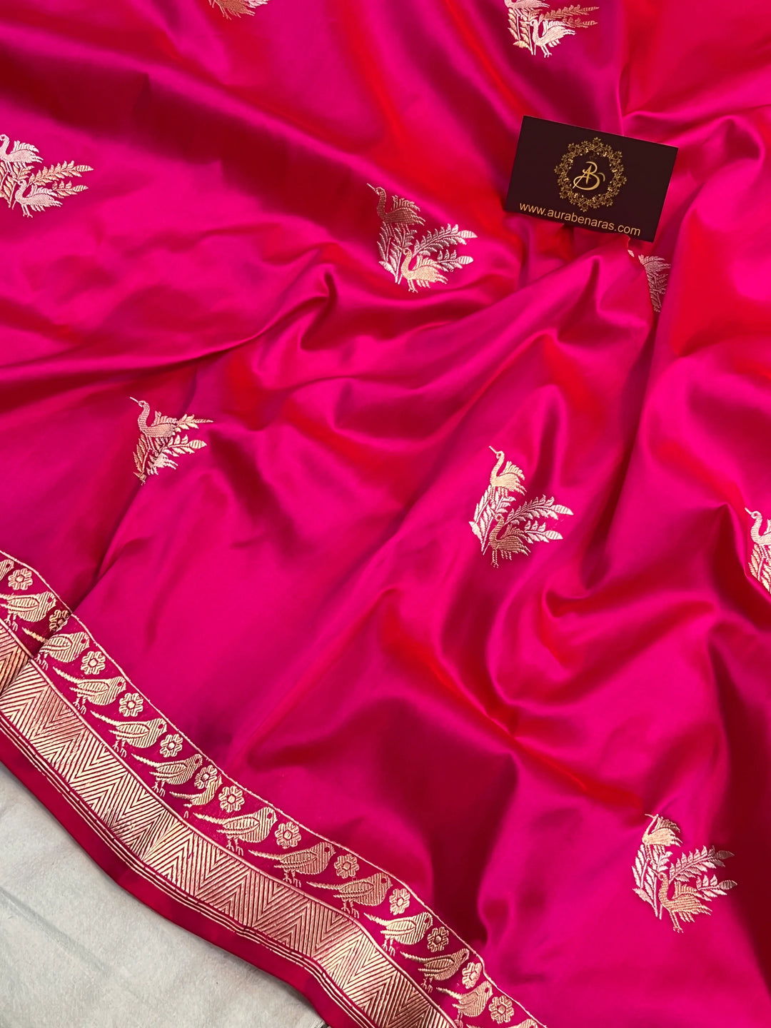 Rani Pink Pure Katan Silk Handloom Banarasi Saree