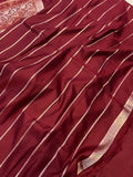 Maroon Banarasi Handloom Katan Satin Silk Saree - Aura Benaras