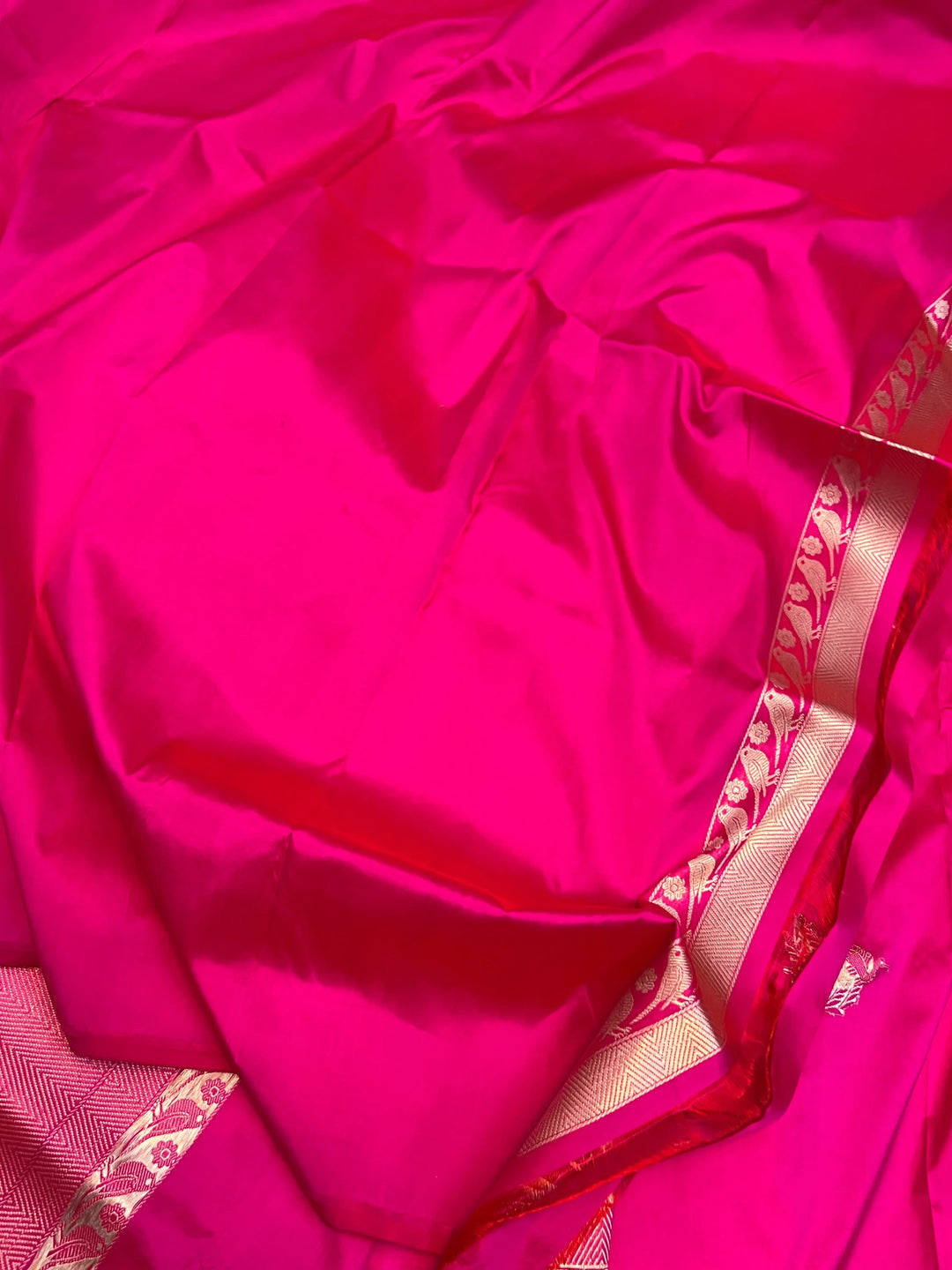 Rani Pink Pure Katan Silk Handloom Banarasi Saree