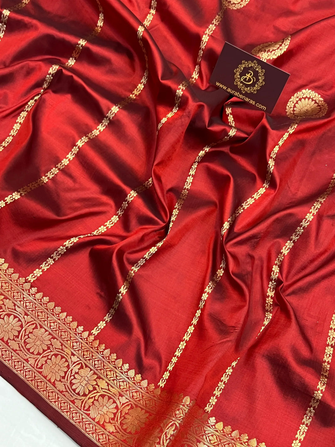 Maroon Pure Katan Silk Handloom Banarasi Saree