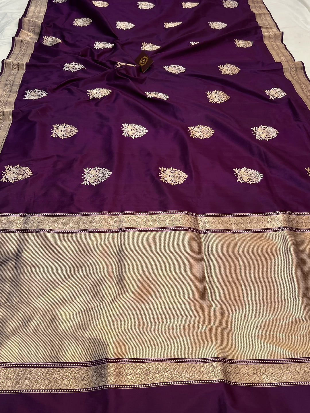 Purple Pure Katan Silk Handloom Banarasi Saree