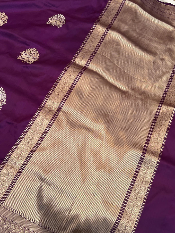 Purple Pure Katan Silk Handloom Banarasi Saree