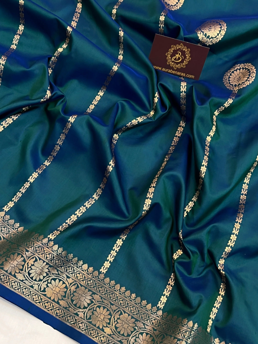 Rama Blue Pure Katan Silk Handloom Banarasi Saree