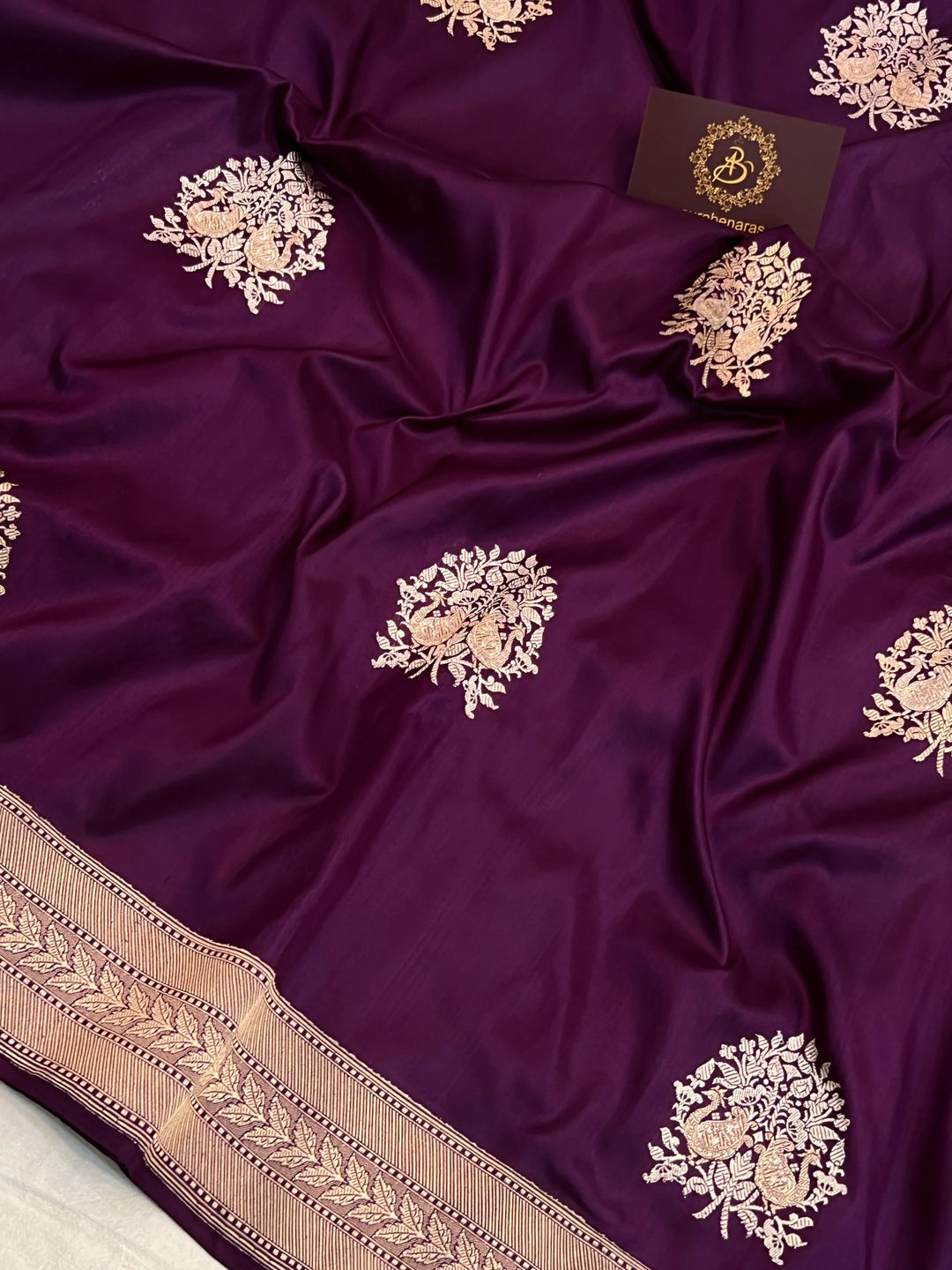 Purple Pure Katan Silk Handloom Banarasi Saree