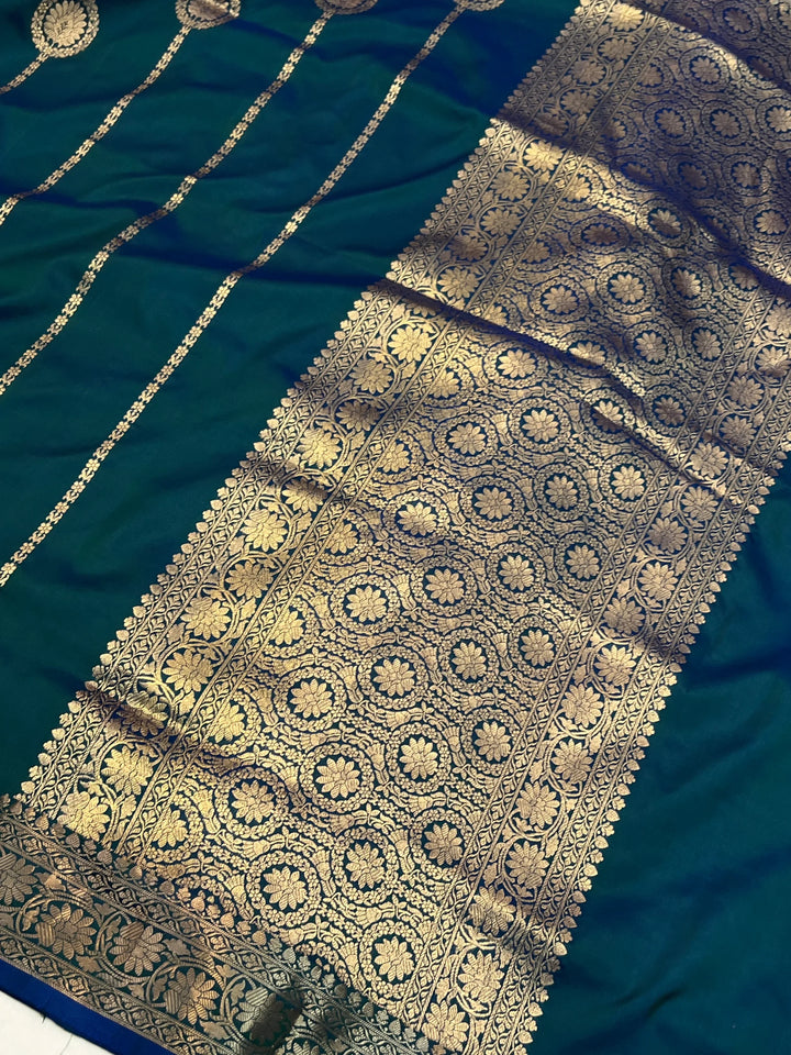 Rama Blue Pure Katan Silk Handloom Banarasi Saree
