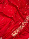 Red Banarasi Handloom Katan Satin Silk Saree - Aura Benaras