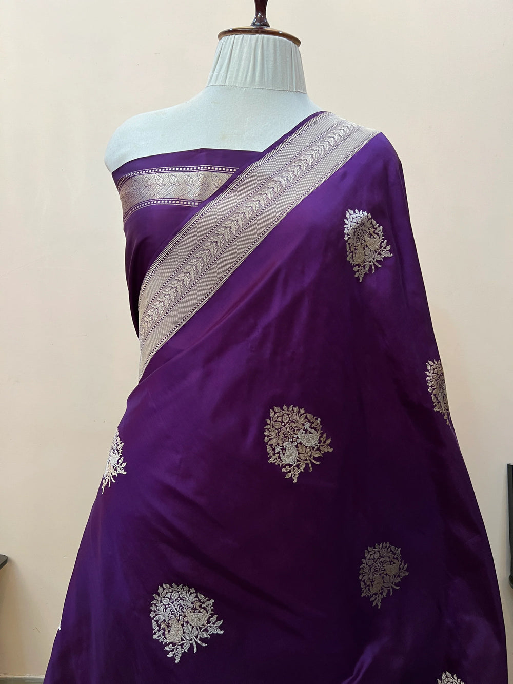 Purple Pure Katan Silk Handloom Banarasi Saree