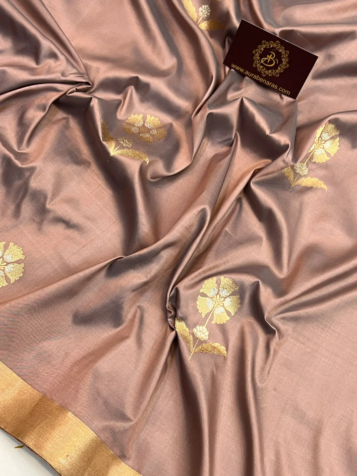Old Rose Pure Katan Silk Handloom Banarasi Saree