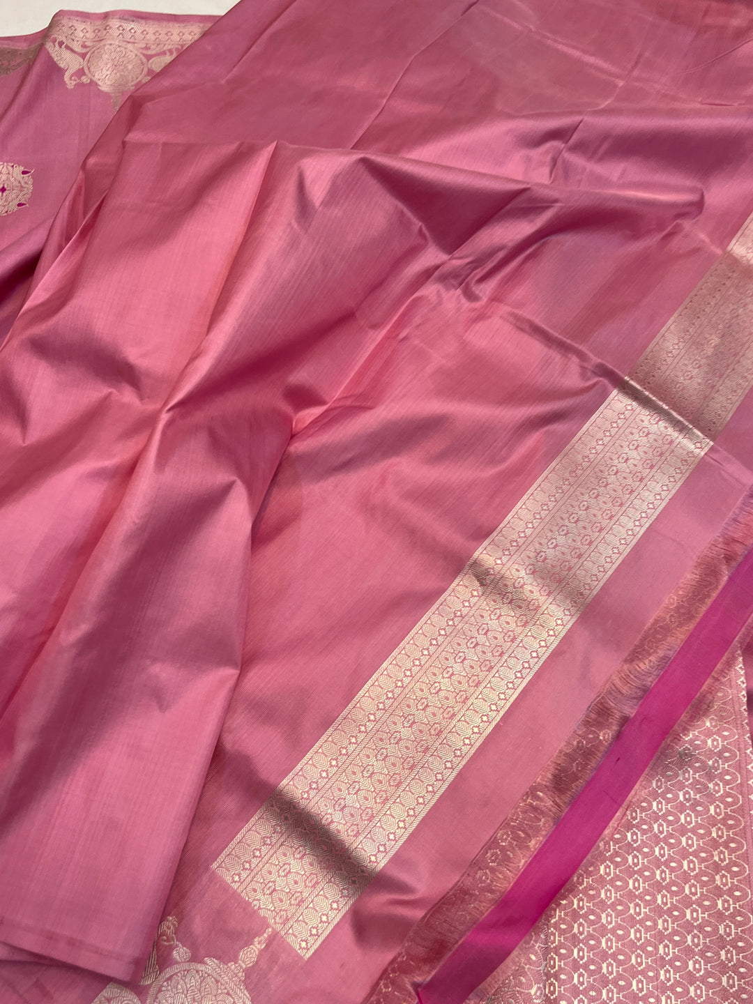 Pastel Pink Pure Katan Silk Handloom Banarasi Saree