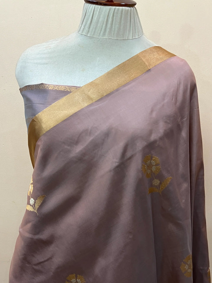 Old Rose Pure Katan Silk Handloom Banarasi Saree